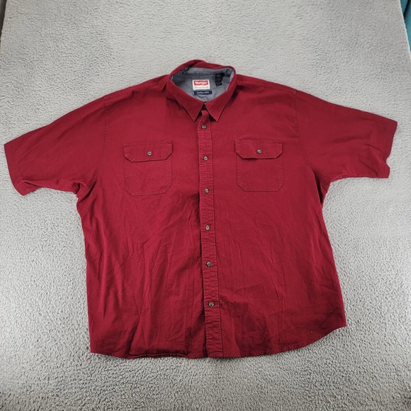 Wrangler Shirt Mens 3XL Red Comfort Flex Workwear Outdoors Pocket Cowboy HSB8MHR - Picture 1 of 10